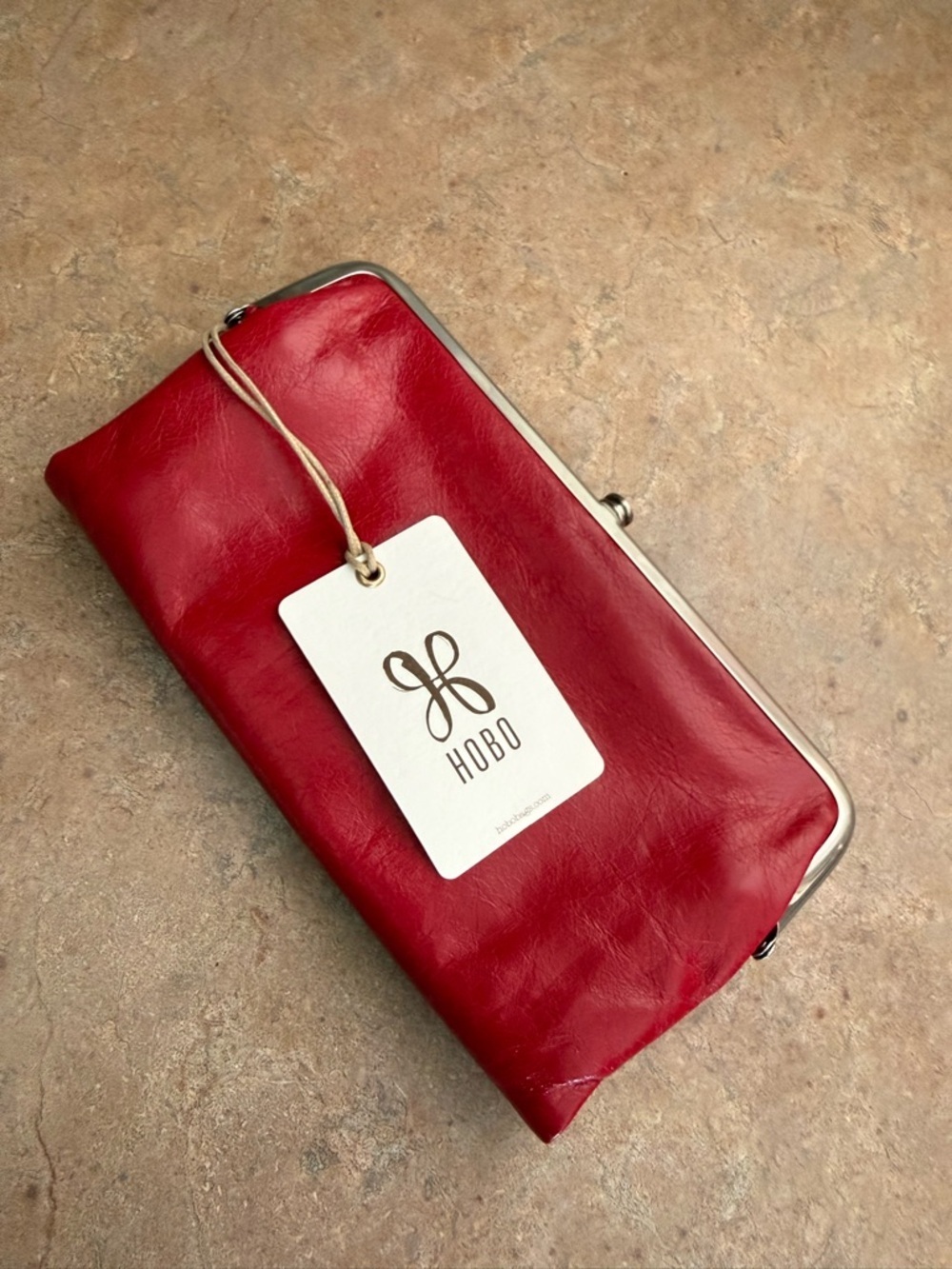 HOBO Lauren Red Leather Kiss-Frame Clutch